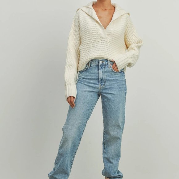 NEW - I'M THE DRAMA COLLAR V NECK SWEATER - Picture 5 of 9